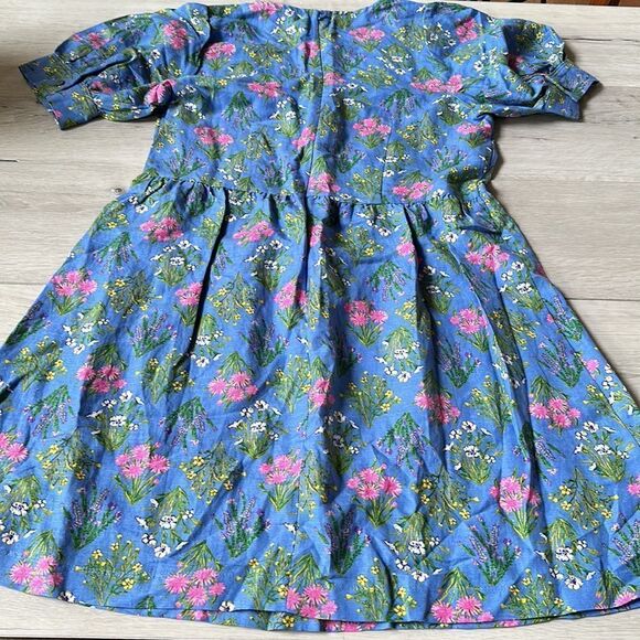 The Loft Floral‎ U-Neck Puff Sleeve Dress Blue/Floral 6 Petite NWT - Picture 5 of 5